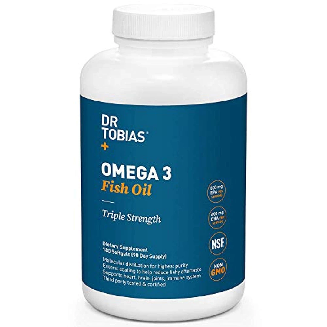 Dr. Tobias Dr Tobias Omega 3 Fish Oil Triple Strength,Non-GMO, NSF-Certified (180 Softgels) Supplements 3 Dr. Tobias Dr Tobias Omega 3 Fish Oil Triple Strength,Non-GMO, NSF-Certified (180 Softgels) Supplements