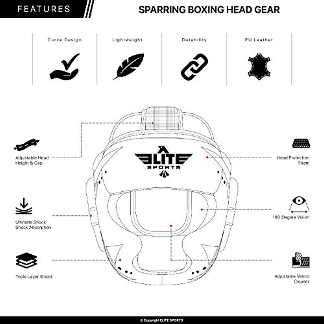 Elite Sports MMA Sparring Boxing Head Gear 10 Elite Sports MMA Sparring Boxing Head Gear