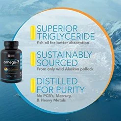 Sports Research Supplements Omega-3 Wild Alaskan Fish Oil (1250mg Per Capsule) Non-GMO & Gluten Free