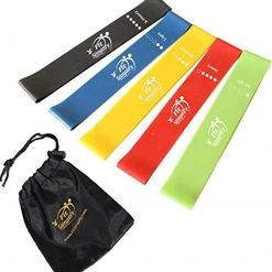 Fit Simplify Conditioning Resistance Loop Exercise Bands With Instruction Guide And Online Workout Videos, Set Of 5