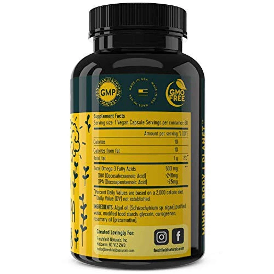 Freshfield Naturals Freshfield Vegan Omega 3 Algae Oil - 2 Month Supply 4 Freshfield Naturals Freshfield Vegan Omega 3 Algae Oil - 2 Month Supply