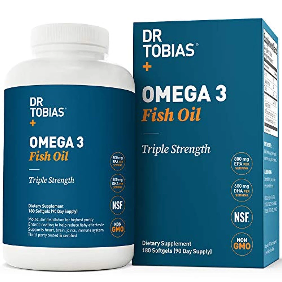 Dr. Tobias Dr Tobias Omega 3 Fish Oil Triple Strength,Non-GMO, NSF-Certified (180 Softgels) Supplements 1 Dr. Tobias Dr Tobias Omega 3 Fish Oil Triple Strength,Non-GMO, NSF-Certified (180 Softgels) Supplements