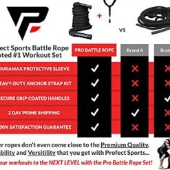 Profect Sports Pro Battle Ropes With Anchor Strap Kit - Upgraded Durable Protective Sleeve 9 Profect Sports Pro Battle Ropes With Anchor Strap Kit - Upgraded Durable Protective Sleeve