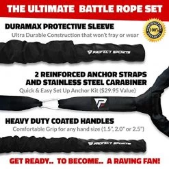 Profect Sports Pro Battle Ropes With Anchor Strap Kit - Upgraded Durable Protective Sleeve 8 Profect Sports Pro Battle Ropes With Anchor Strap Kit - Upgraded Durable Protective Sleeve