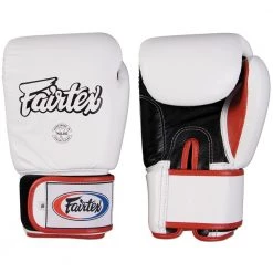 Fairtex Muay Thai Style Gloves White/Black/Red Kickboxing & Mauy Thai
