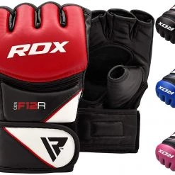 RDX MMA Gloves For Grappling Martial Arts | D. Cut Palm Maya Hide Leather | Red