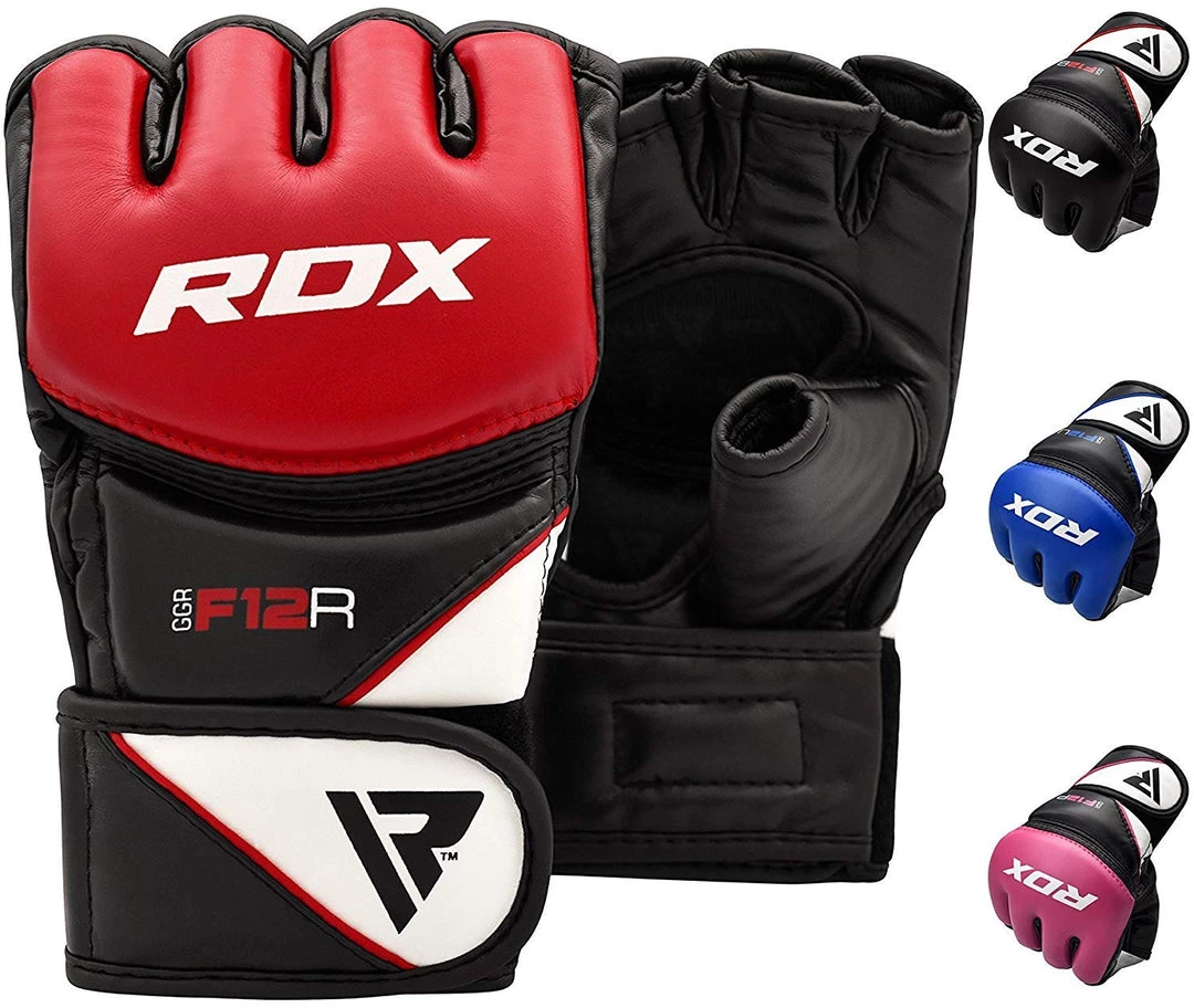 RDX MMA Gloves For Grappling Martial Arts | D. Cut Palm Maya Hide Leather | Red 1 RDX MMA Gloves For Grappling Martial Arts | D. Cut Palm Maya Hide Leather | Red