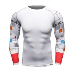 EL FIGHT Men's Soft Slim Long Sleeve Dry-Fit Compression Shirt White 06