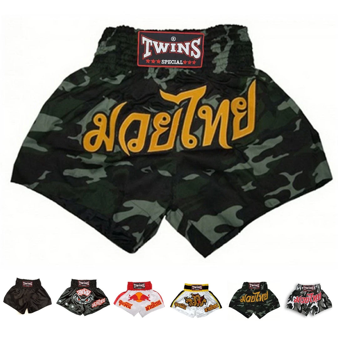 EL FIGHT Twins Special Muay Thai Boxing Shorts Army Green 1 EL FIGHT Twins Special Muay Thai Boxing Shorts Army Green