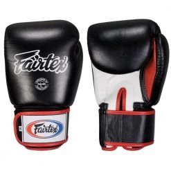 Fairtex Muay Thai Gloves Black/White/Red Kickboxing & Mauy Thai