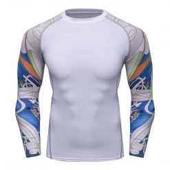 EL FIGHT Men's Soft Slim Long Sleeve Dry-Fit Compression Shirt Spindrift