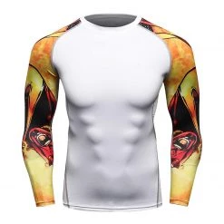 EL FIGHT Men's Soft Slim Long Sleeve Dry-Fit Compression Shirt White 01