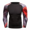 EL FIGHT Men's Soft Slim Long Sleeve Dry-Fit Compression Shirt Red Polka Dot Rash Guard