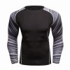 EL FIGHT Men's Soft Slim Long Sleeve Dry-Fit Compression Shirt Grey Wave Rash Guard