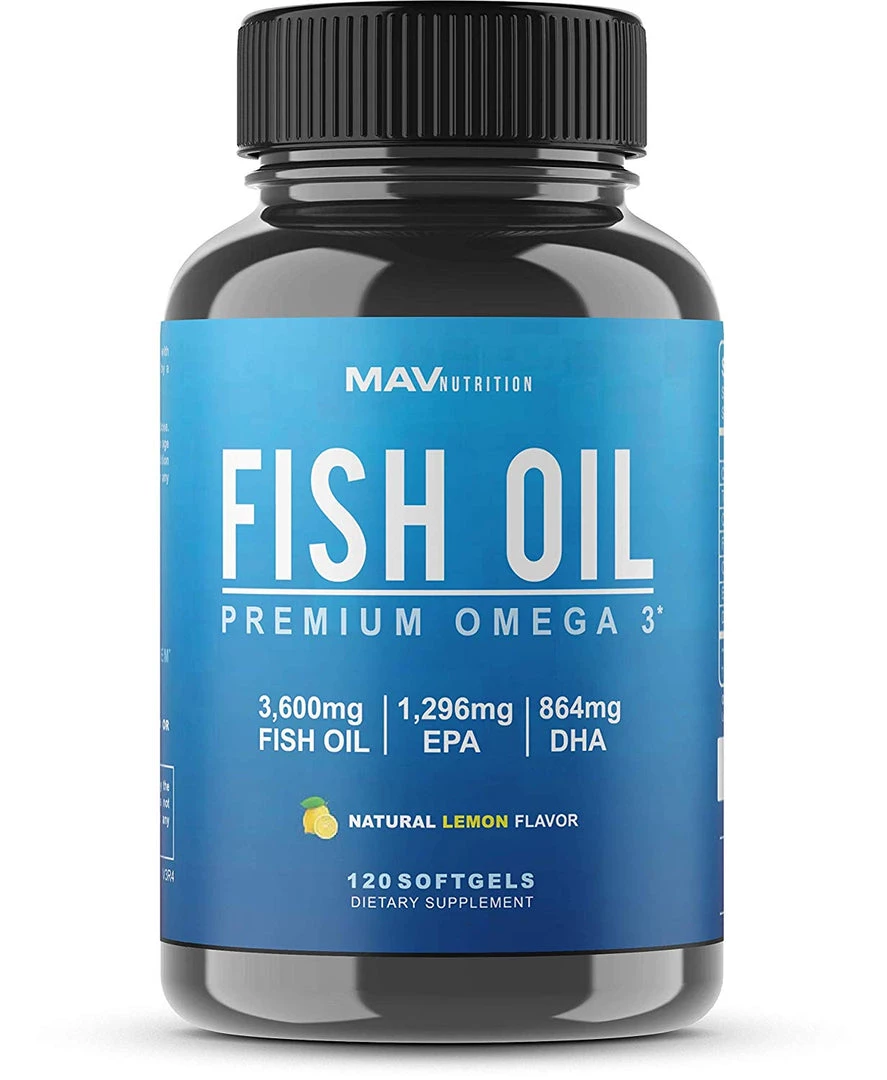 Supplements MAV Nutrition Omega 3 Fish Oil Triple Strength, 3,600mg, Burpless, Non-GMO, NSF-Certified, 120 Count 2 Supplements MAV Nutrition Omega 3 Fish Oil Triple Strength, 3,600mg, Burpless, Non-GMO, NSF-Certified, 120 Count