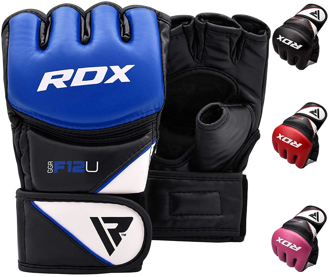 RDX MMA Gloves For Grappling Martial Arts | D. Cut Palm Maya Hide Leather | Blue 1 RDX MMA Gloves For Grappling Martial Arts | D. Cut Palm Maya Hide Leather | Blue