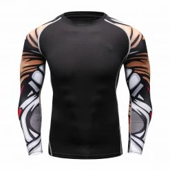 EL FIGHT Men's Soft Slim Long Sleeve Dry-Fit Compression Shirt Black 05