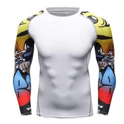 EL FIGHT Rash Guard Men's Soft Slim Long Sleeve Dry-Fit Compression Shirt White 05