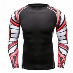 EL FIGHT Men's Soft Slim Long Sleeve Dry-Fit Compression Shirt Black 02