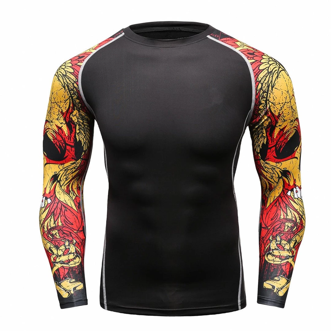 EL FIGHT Men's Soft Slim Long Sleeve Dry-Fit Compression Shirt Black 01 Rash Guard 1 EL FIGHT Men's Soft Slim Long Sleeve Dry-Fit Compression Shirt Black 01 Rash Guard
