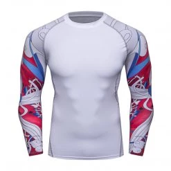 EL FIGHT Rash Guard Men's Soft Slim Long Sleeve Dry-Fit Compression Shirt White 13