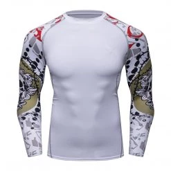 EL FIGHT Rash Guard Men's Soft Slim Long Sleeve Dry-Fit Compression Shirt White 14
