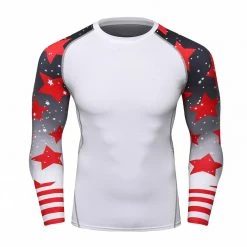 EL FIGHT Men's Soft Slim Long Sleeve Dry-Fit Compression Shirt White 11 Rash Guard