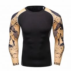 EL FIGHT Rash Guard Men's Soft Slim Long Sleeve Dry-Fit Compression Shirt Black 08