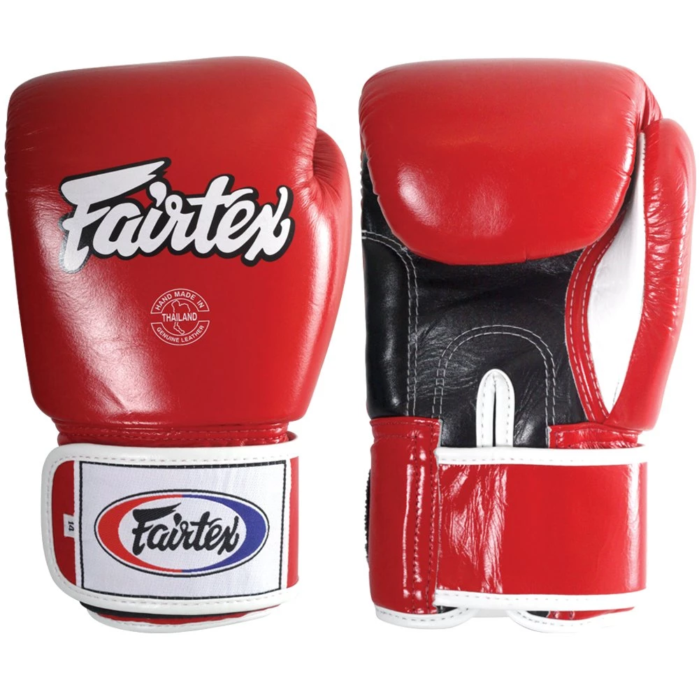 Fairtex Muay Thai Style Gloves Red/Black/White 1 Fairtex Muay Thai Style Gloves Red/Black/White