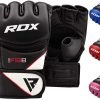 RDX MMA Gloves For Grappling Martial Arts | D. Cut Palm Maya Hide Leather | Black