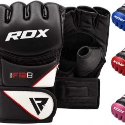 RDX MMA Gloves For Grappling Martial Arts | D. Cut Palm Maya Hide Leather | Black