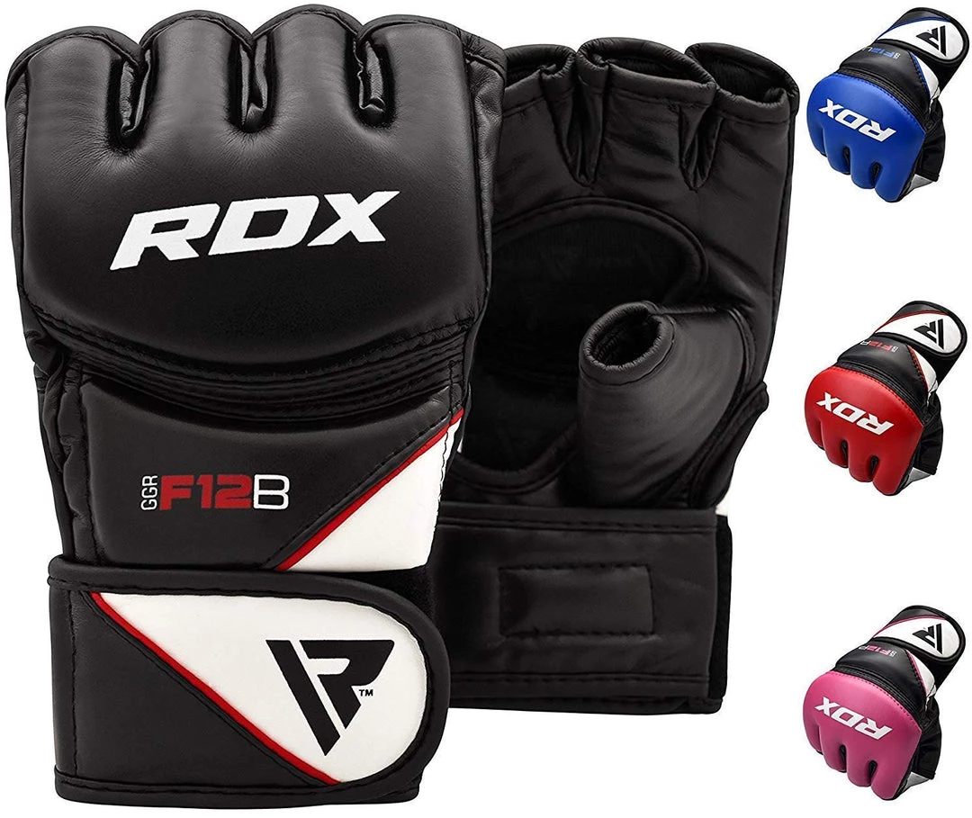 RDX MMA Gloves For Grappling Martial Arts | D. Cut Palm Maya Hide Leather | Black 1 RDX MMA Gloves For Grappling Martial Arts | D. Cut Palm Maya Hide Leather | Black