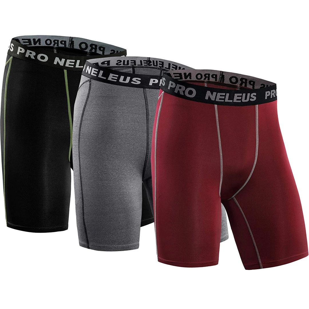 Neleus Men's 3 Pack Compression Short 1 Neleus Men's 3 Pack Compression Short