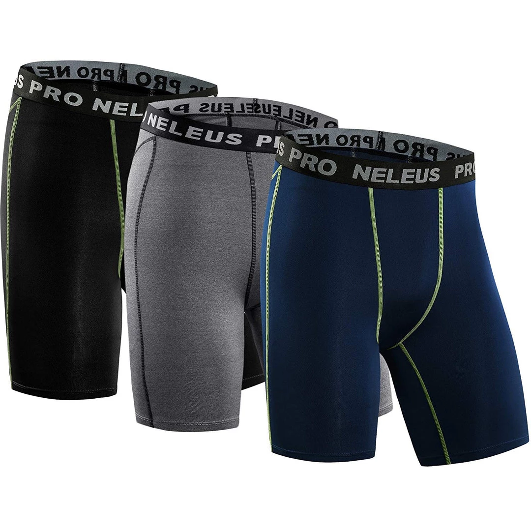 Neleus Men's 3 Pack Compression Short 4 Neleus Men's 3 Pack Compression Short
