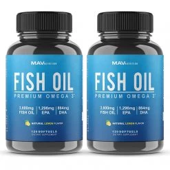 Supplements MAV Nutrition Omega 3 Fish Oil Triple Strength, 3,600mg, Burpless, Non-GMO, NSF-Certified, 120 Count