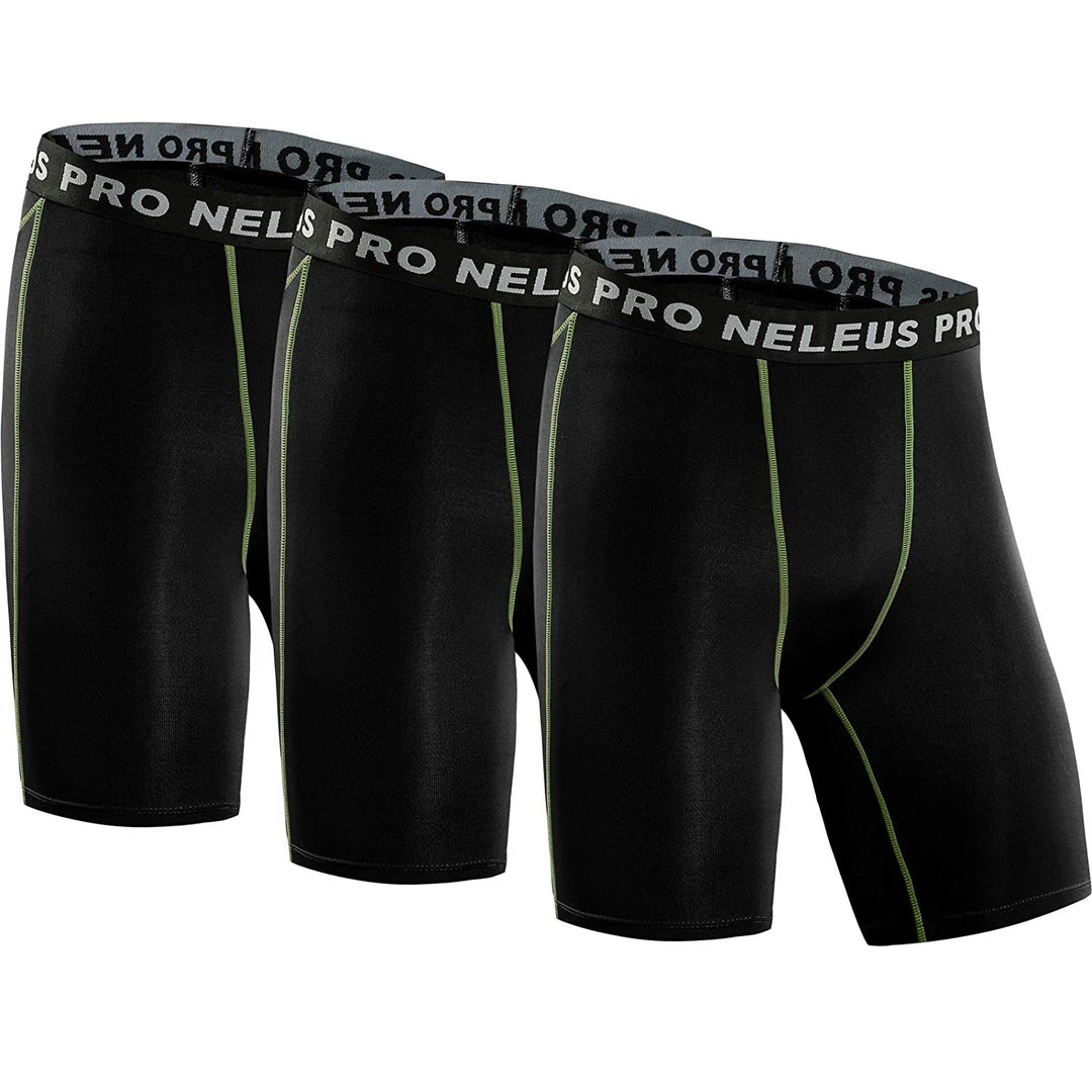 Neleus Men's 3 Pack Compression Short 5 Neleus Men's 3 Pack Compression Short