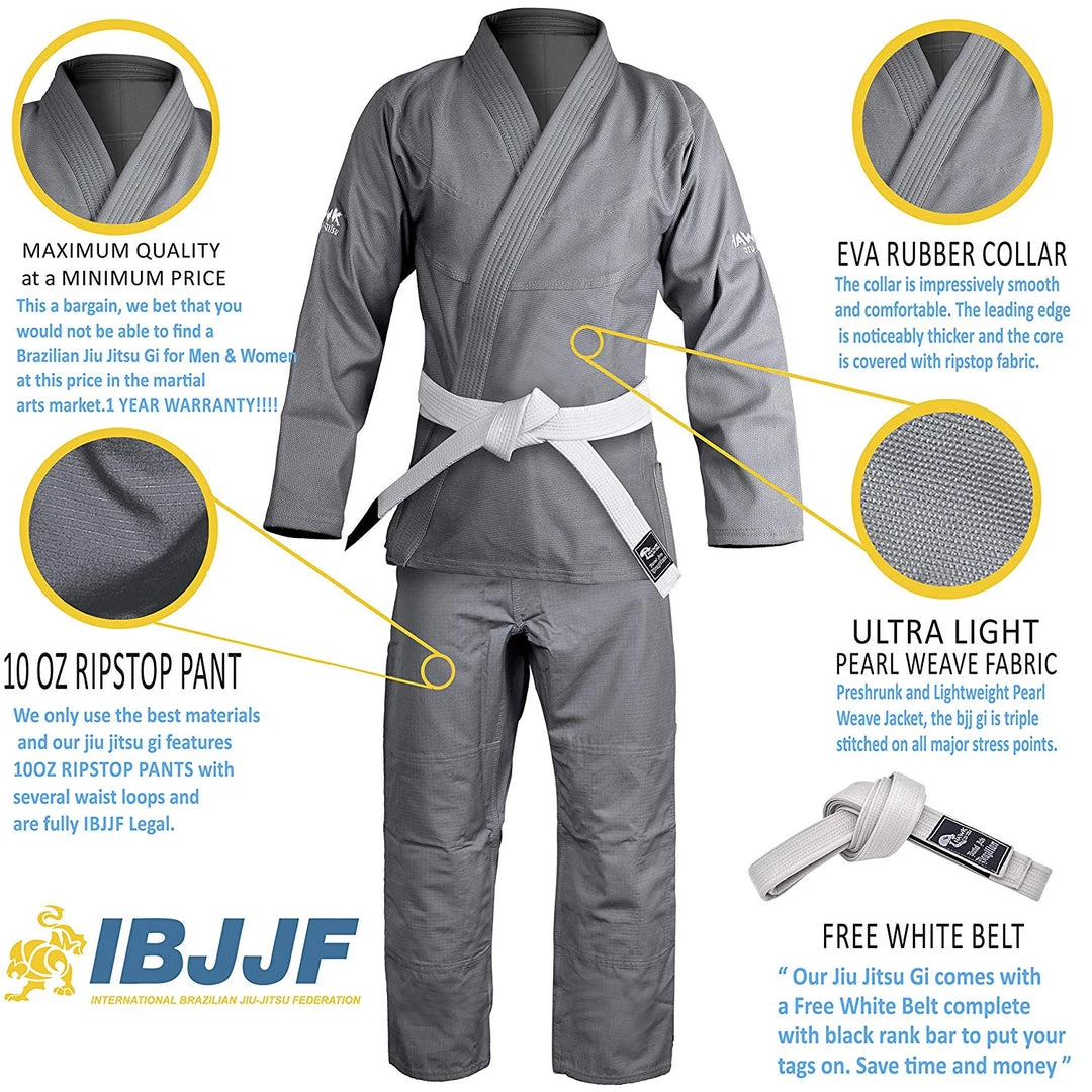 HAWK Jiu Jitsu Brazilian Jiu Jitsu Unisex Gi Ultra Light, Preshrunk, Free White Belt!!! 11 HAWK Jiu Jitsu Brazilian Jiu Jitsu Unisex Gi Ultra Light, Preshrunk, Free White Belt!!!